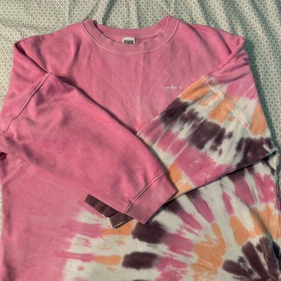 PINK VICTORIA’S SECRET Tie-Dye Crew Neck Sweatshirt XL oversized - Picture 2 of 5